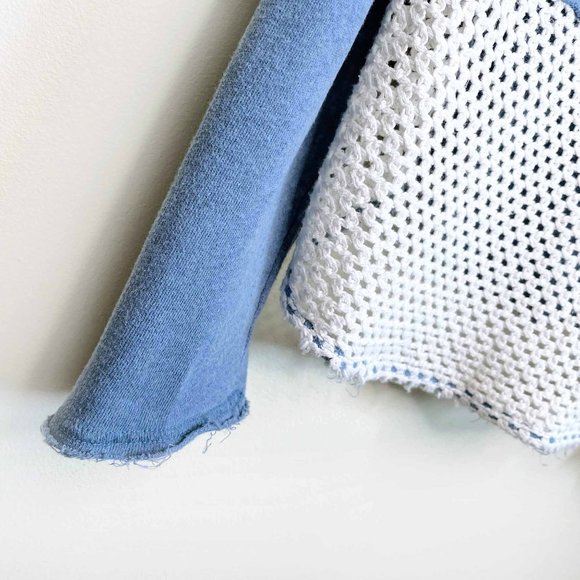 we the free raw edge beach hoodie with crochet panels - size medium - Picture 4 of 6